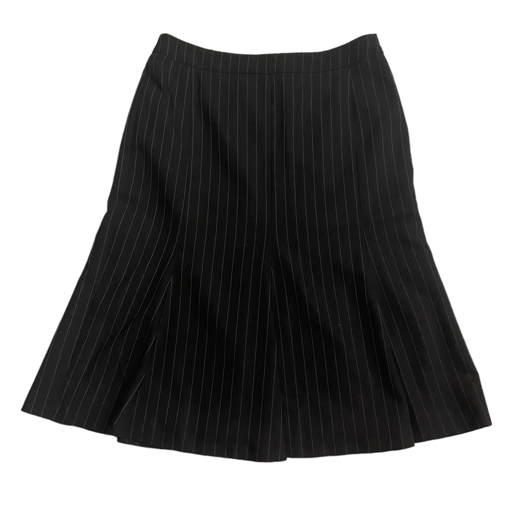 MaxMara Black White Pinstripe Virgin Wool Skirt A-Line Size 4